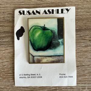 Susan Ashley Green Apple Painting Art Pin Brooch Atlanta, GA Artist